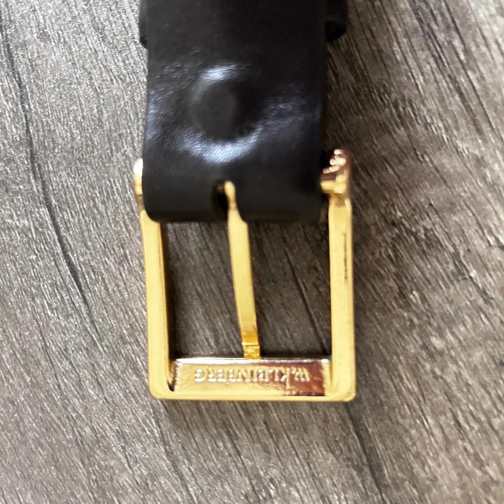 VTG W Kleinberg Leather Belt 44‎ Brown Gold Buckle USA Designer Classic Minimal